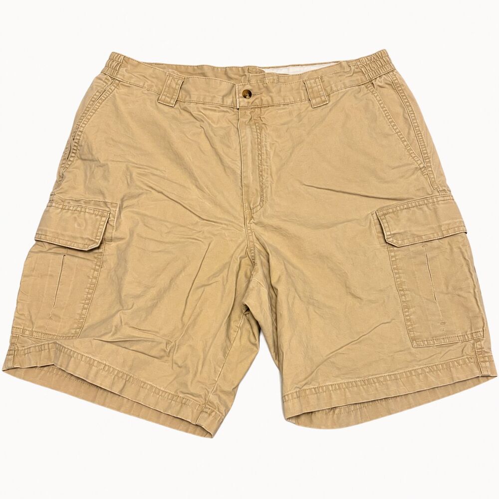 L.L.Bean Comfort Waist Cargo Shorts Size 40 Khaki 100% Cotton